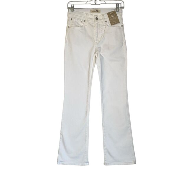 Madewell Jeans Womens 24 White Denim Mid Rise Kick Out Stretch Coastal Hippie - Picture 1 of 8
